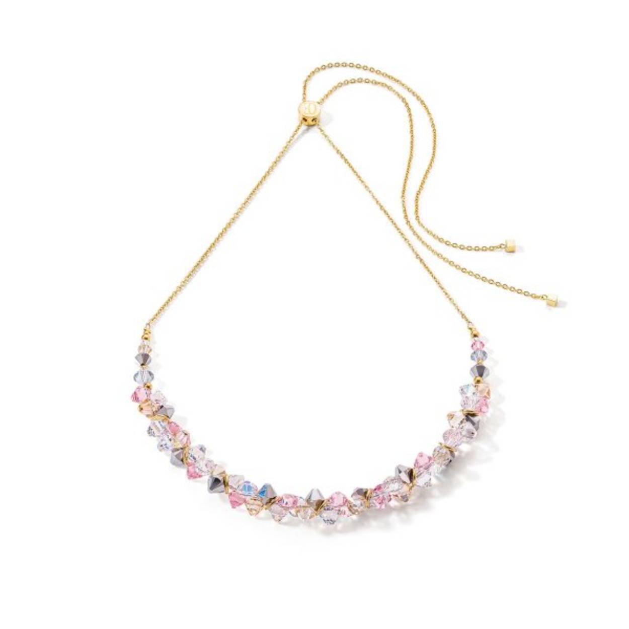 Een delicate en boeiende ketting in mooie lichtroze pasteltinten van Coeur de Lion, met sprankelende swarovski-kristallen en een verstelbare gouden ketting. Gepresenteerd in officiële Coeur de Lion verpakking. Sluiting: Verguld roestvrij staal. Lengte: 30cm-70cm verstelbaar.