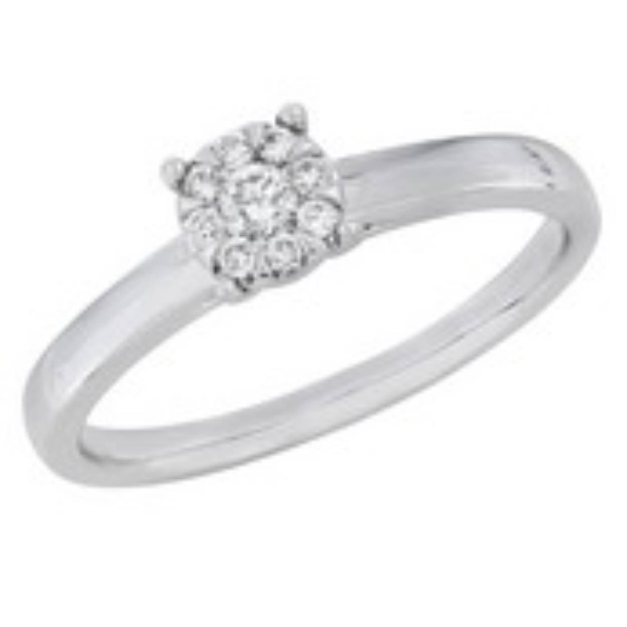 Ring in witgoud 18 kt solitaire model. De ring heeft briljant 0.16ct gezet 
in griffen.