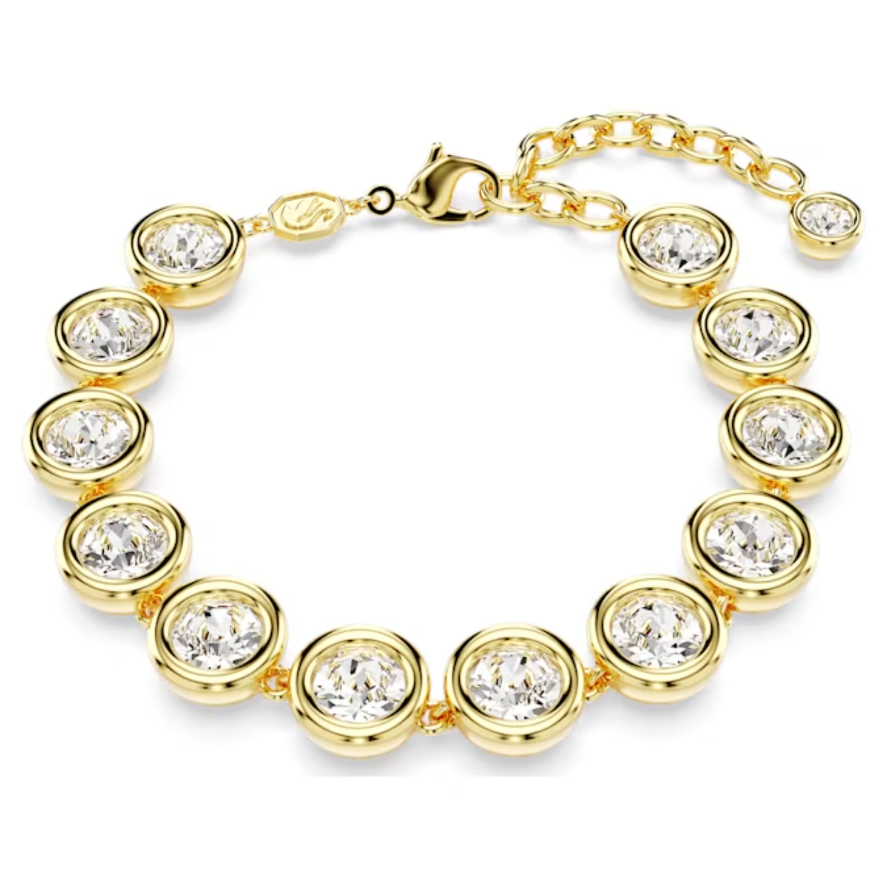 Deze Imber-armband verfraait elke outfit en straalt vol vreugde. Het ontwerp met goudkleurige toplaag bestaat uit een complete streng vol rondgeslepen kristallen in een dikke bezelzetting en een karabijnsluiting. Een ideale keuze voor een casual styling of een avondoutfit.
Artikelnr.: 5682586
Collectie:  Imber
Lengte (minimum - maximum): 16.3 - 20 cm
Breedte: 1 cm