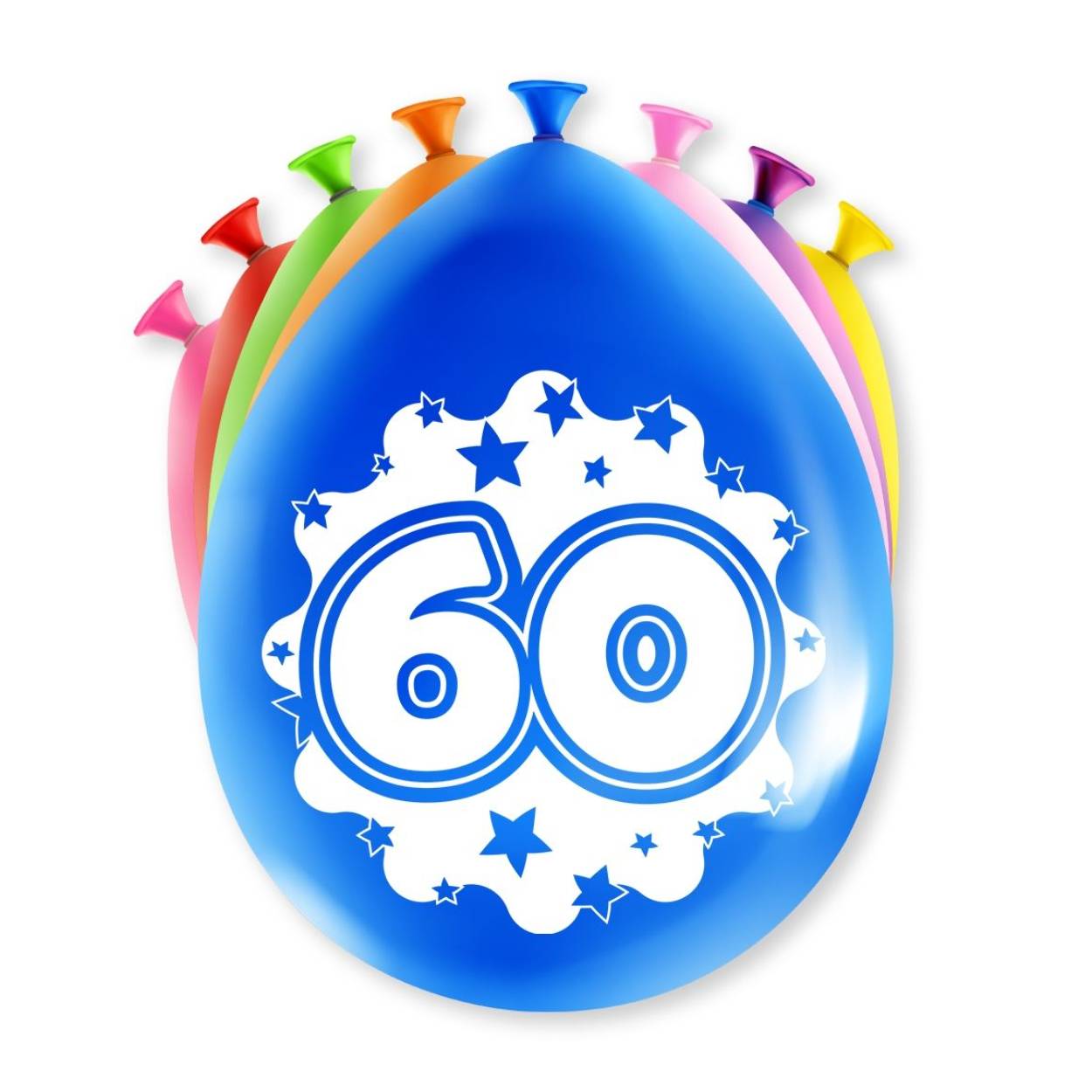 Een feestje kan niet zonder ballonnen en als u party ballonnen met 60 jaar koopt dan krijgt u deze in maar liefst 8 verschillende kleuren! De ballonnen zijn gemaakt van latex en zijn ongeveer 30 bij 30 centimeter groot.