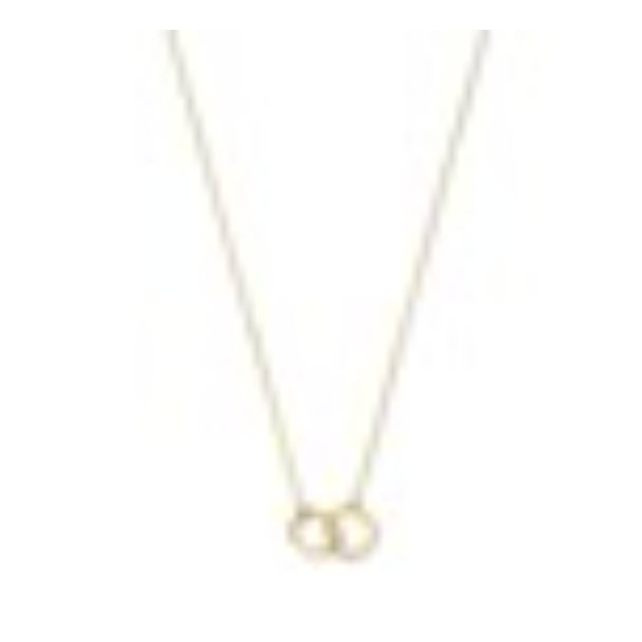 14k geelgouden collier met dubbele cirkel motief op 45 cm lengte
