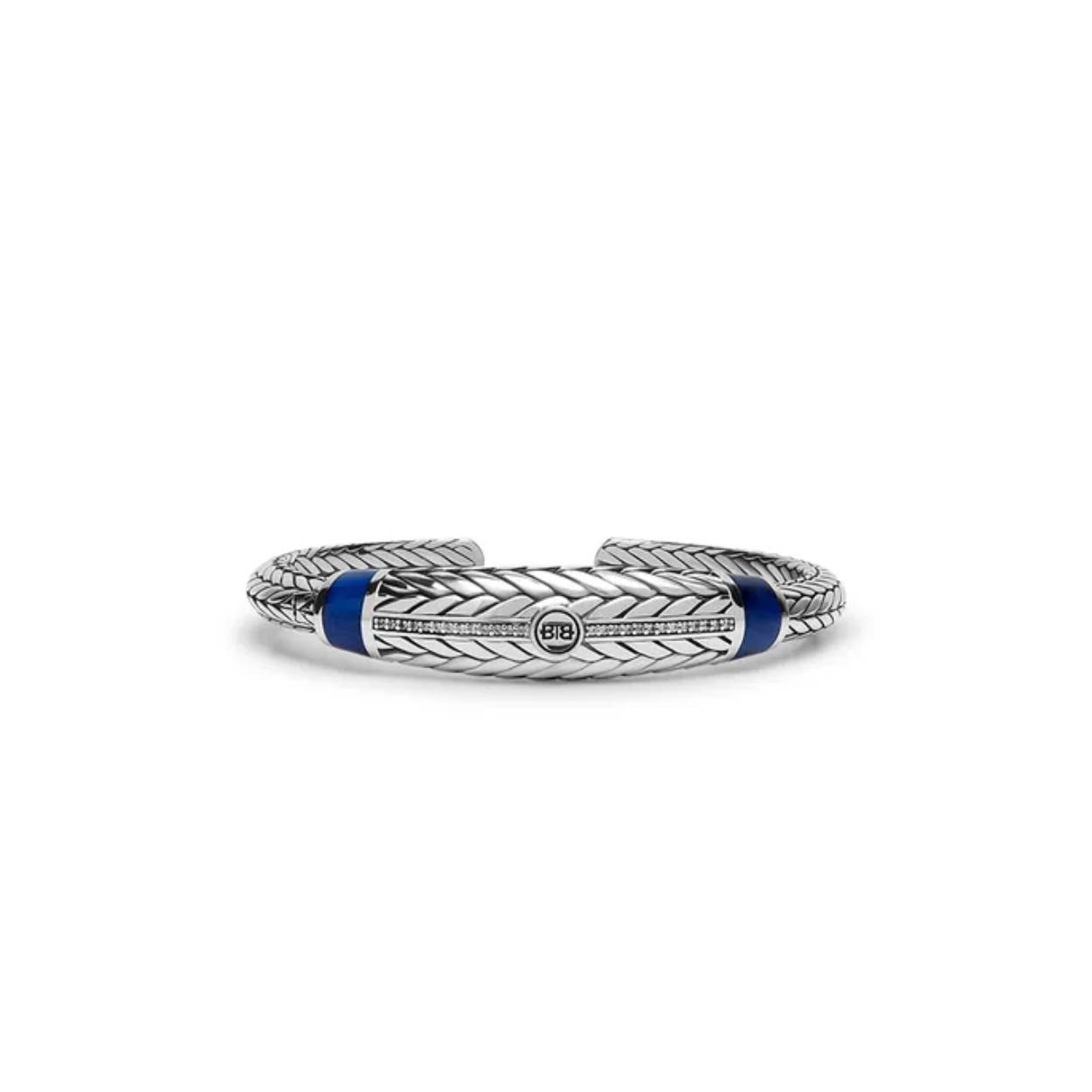 Buddha to Buddha - Ellen Stone Cuff Silver Tigereye Navy Armband, zilver 148 E, maat 19cm - 001J011480105