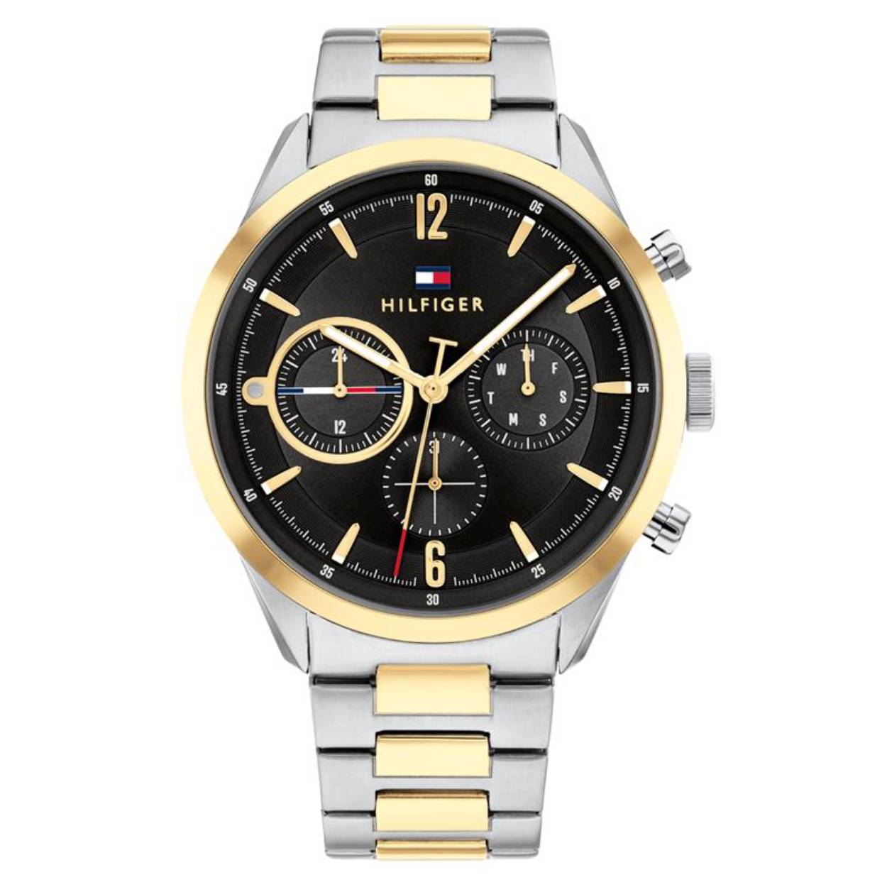 Dit is een herenhorloge van het merk Tommy Hilfiger uit de serie Matthew. Met een horlogekast gemaakt van staal en een goudkleurige band van staal.