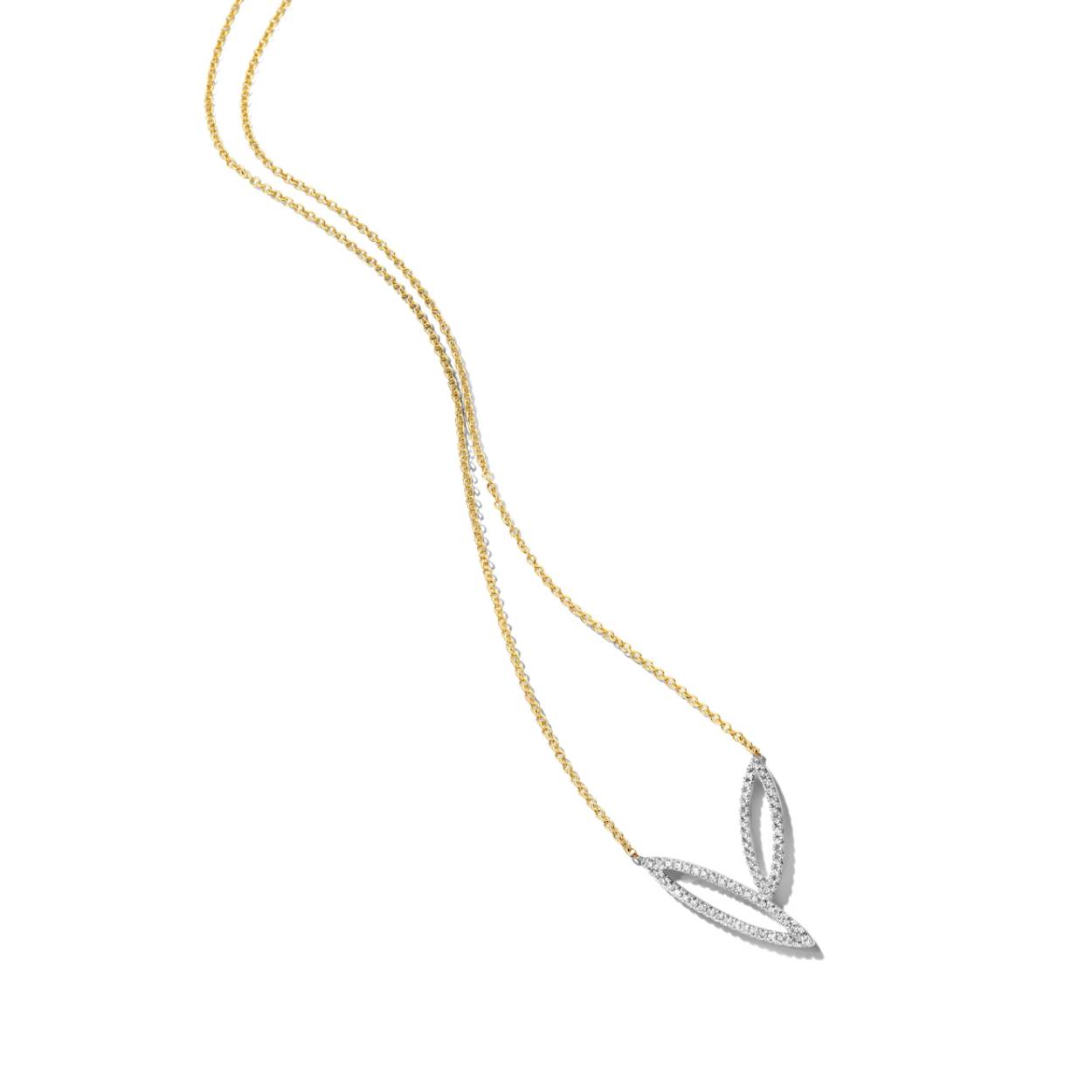 Collier geel en wit goud 18 kt + 0.28ct brilj.