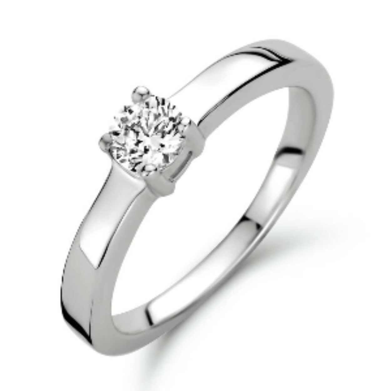 zilveren solitair damesring maat 17 1/4