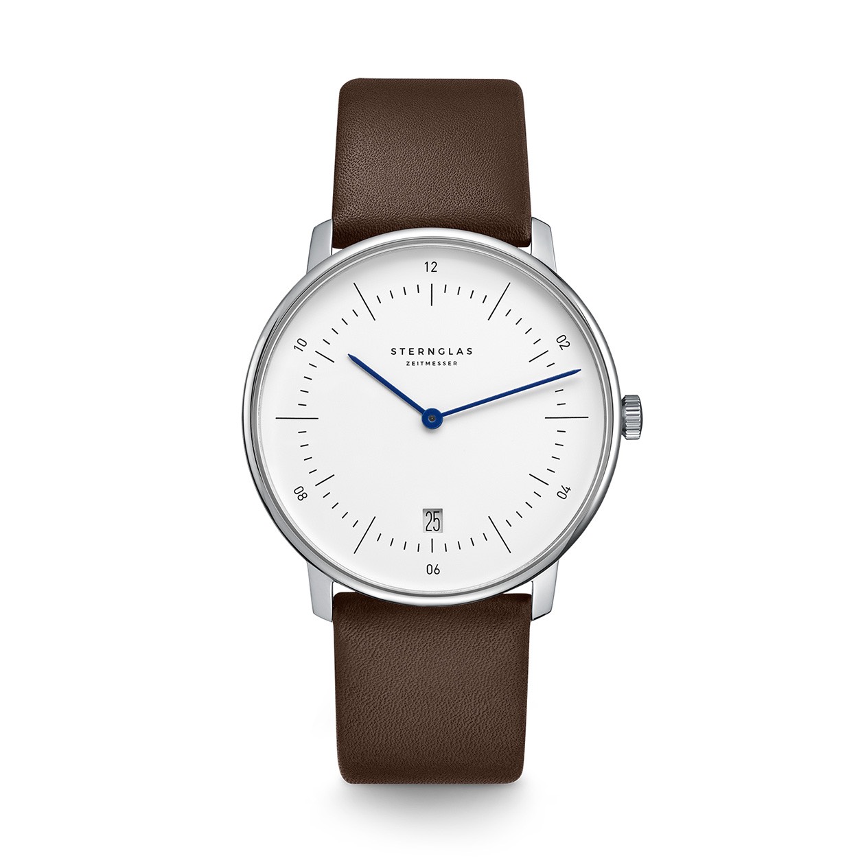 Sternglas S01-NA01-PR04 NAOS Heren

- Behuizing gemaakt van staal, in de kleur zilver
- Horlogeband gemaakt van leer, in de kleur donkerbruin, met gesp
- Quartz uurwerk, werkt op batterijen
- Datum weergave
- Voorzien van saffierglas, zeer hard en vrijwel krasvrij
- 5 ATM waterdicht, geschikt om mee te douchen.
- Breedte van de behuizing is 38 mm
- Dikte van de behuizing is 6 mm