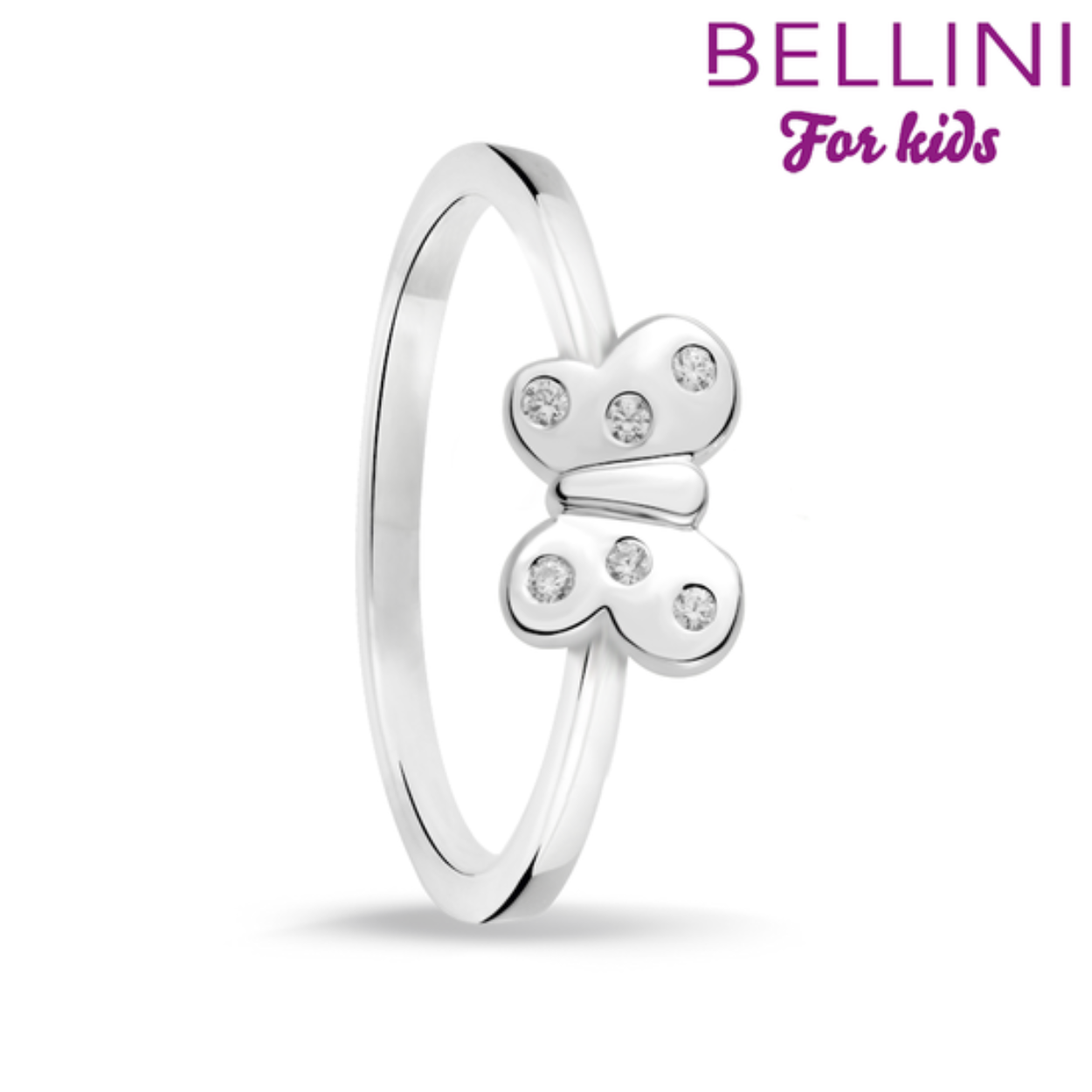 Zilveren kinderring vlinder met zirkonia's.

 De hoogwaardige collectie kindersieraden is gemaakt van het eerste gehalte zilver (925), enkele sieraden zijn voorzien van echte zirkonia's of afgewerkt met emaille in diverse vrolijke kleuren.

