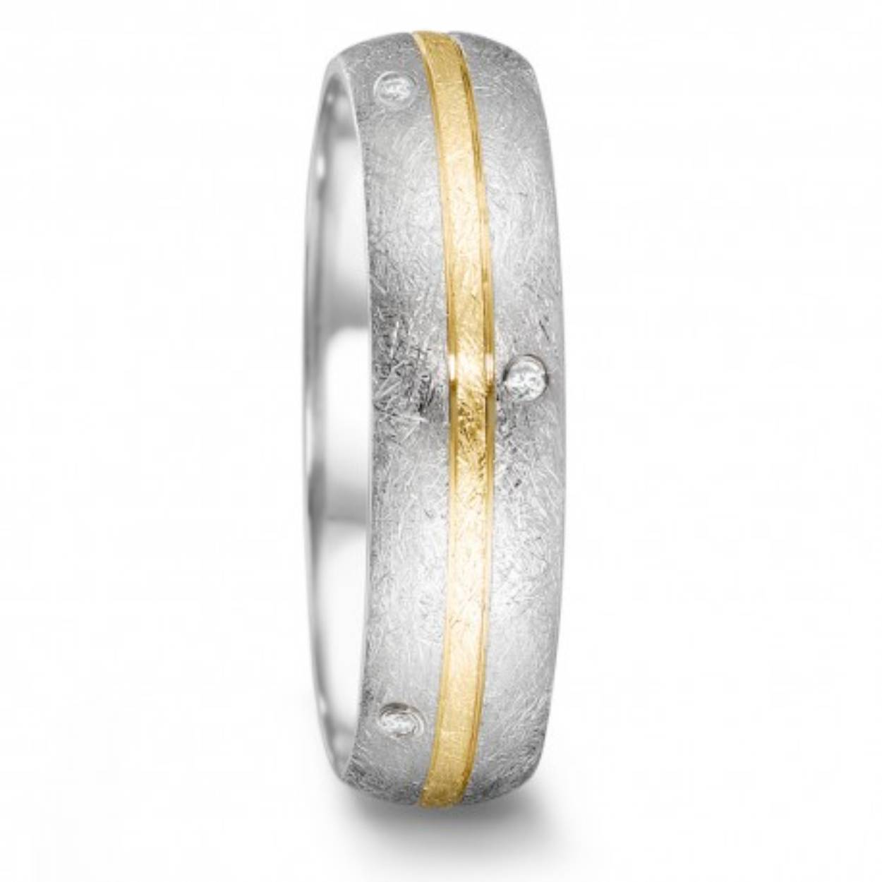 TeNo staal ring + 18kt gg + 0.052ct brilj