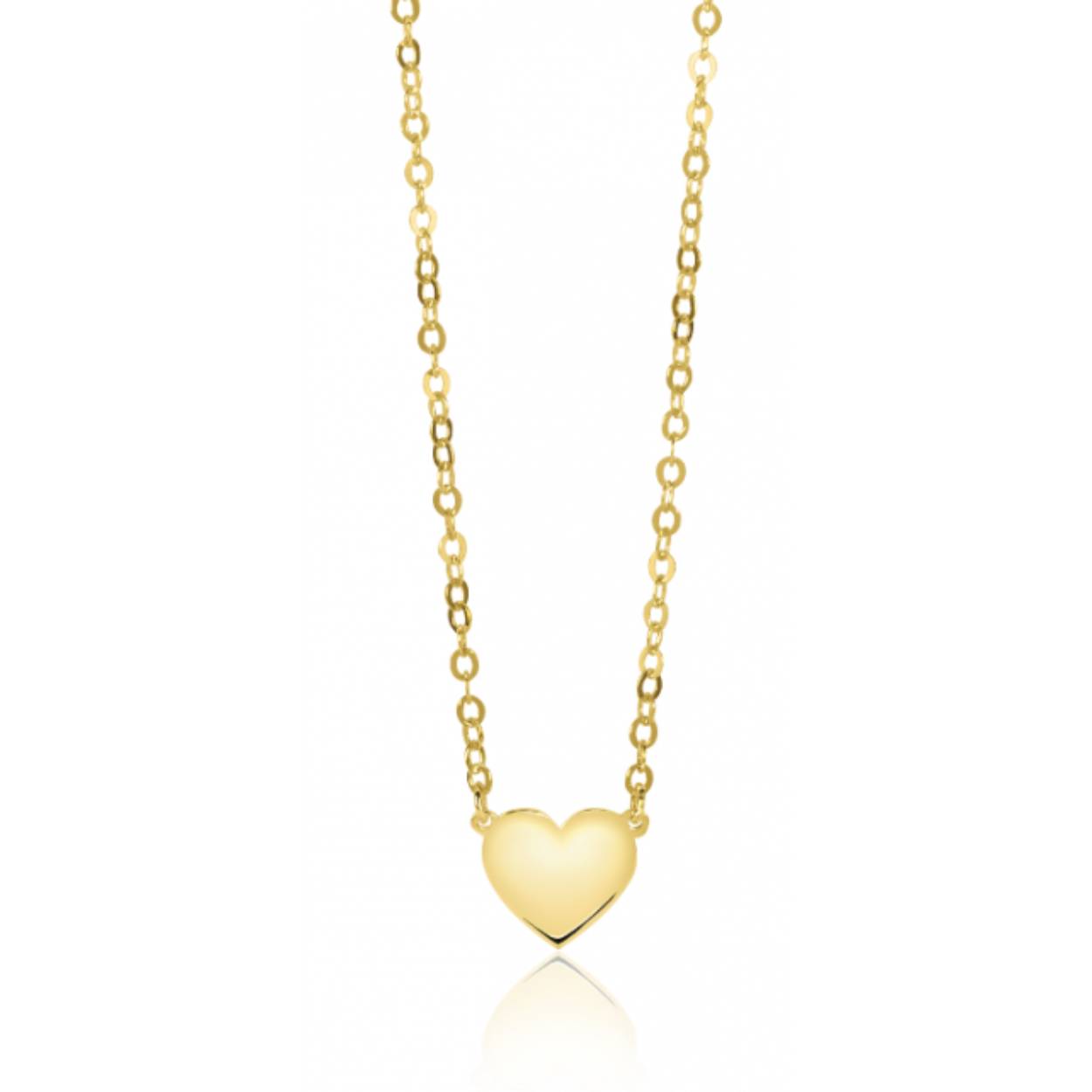ZINZI Gold 14 krt gouden schakelkettinkje 43cm met sierlijke ronde hanger, bezet met witte zirconia ZGC371