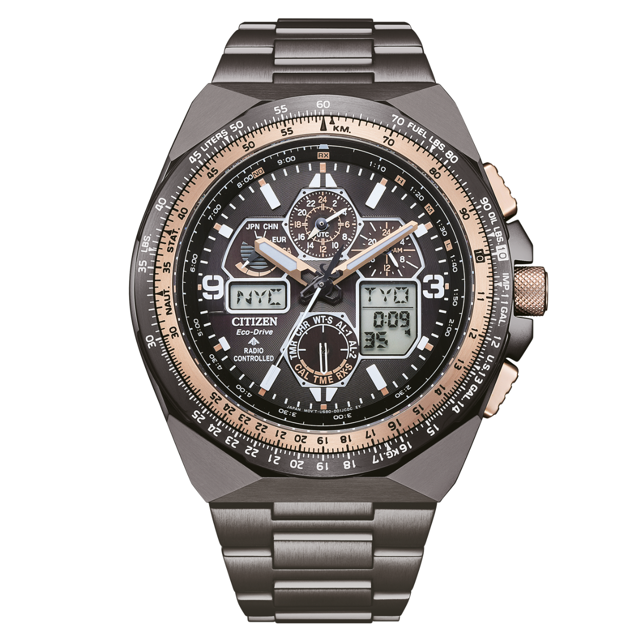 Dit SKY 35e Jubileum Limited Edition horloge van Citizen heeft referentienummer JY8146-54E.

Dit Radio controlled chronograaf horloge heeft een 45,4mm kast. In het horloge bevind zich een Eco-Drive uurwerk, dat zich oplaad met licht, met gangreserve van 180 dagen. Het horloge is tot 20ATM/200M waterdicht. De finishing touch is het saffierglas. 

Duidelijke lijnen en randen kenmerken de behuizing met geïntegreerde band. Het kleurthema is 'Midnight Sun' en verwijst naar de tijd van het jaar in de poolgebieden wanneer de zon nooit ondergaat. De behuizing is verkrijgbaar in grijs en sakura (kersenbloesem). Het 35th Anniversary Limited Edition-logo is gegraveerd op de achterkant van de kast.


