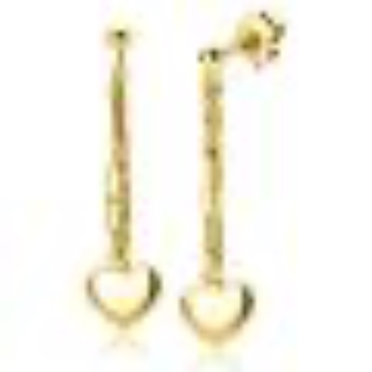ZINZI gold plated zilveren oorstekers 52mm lang met twee trendy schakels en glad hart ZIO2381G