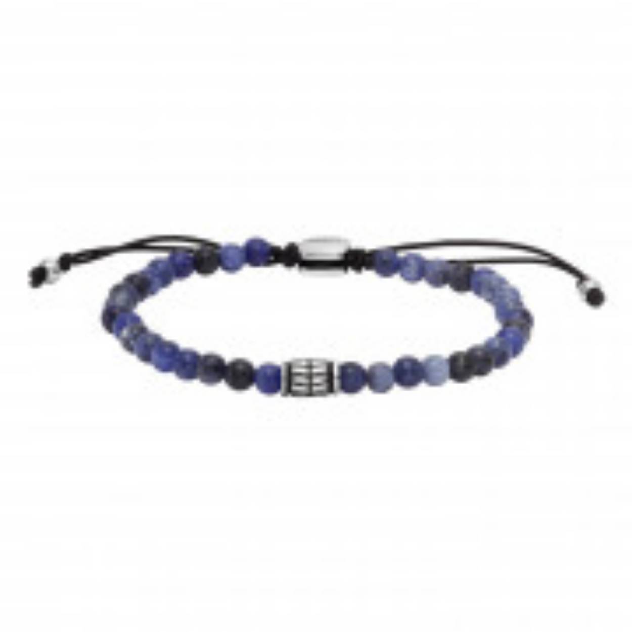 Fossil herenarmband van blauwe sodaliet kralen