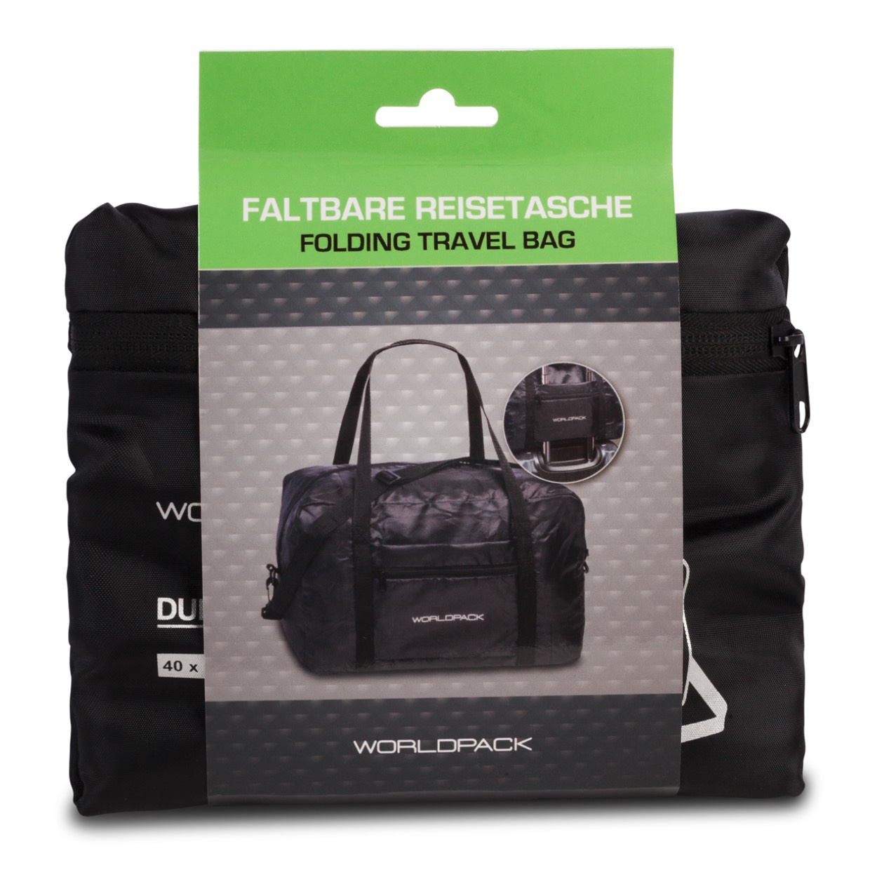 Handige opvouwbare reistas 
Eigenschappen:
420D Nylon
Robuust en afneembaar materiaal
De tas opvouwbaar
Licht en compact
multifunctioneel

Afmetingen:
Hoogte 25cm x breed 40cm diep 20cm