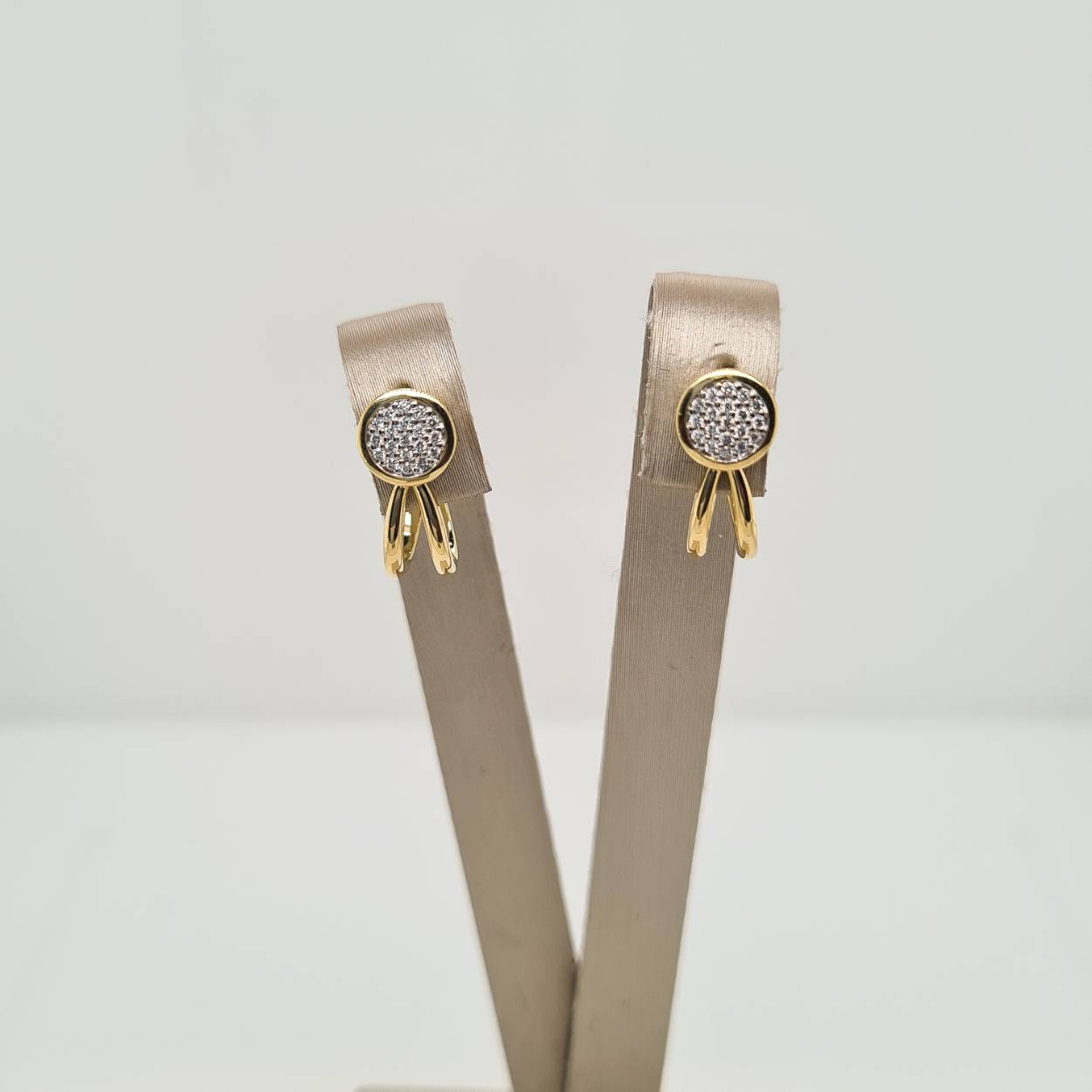 Prachtige 14 karaat gouden oorsieraden met diamant, 0.10crt. 
