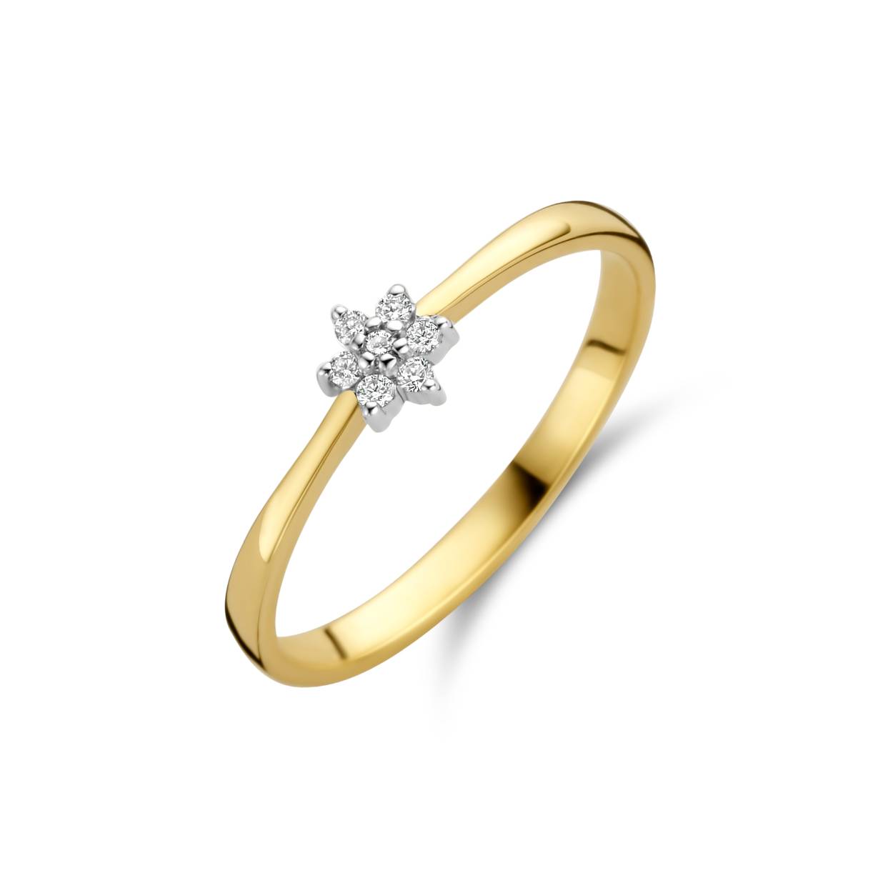 14k bicolor rozetring met diamant