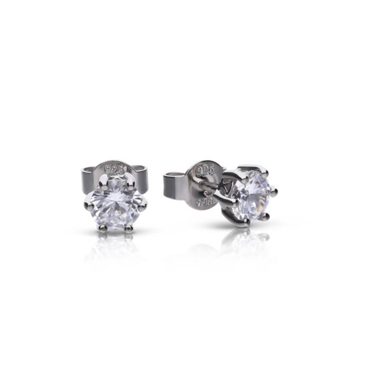 Diamonfire zilveren solitair oorknop 7mm zirkonia 