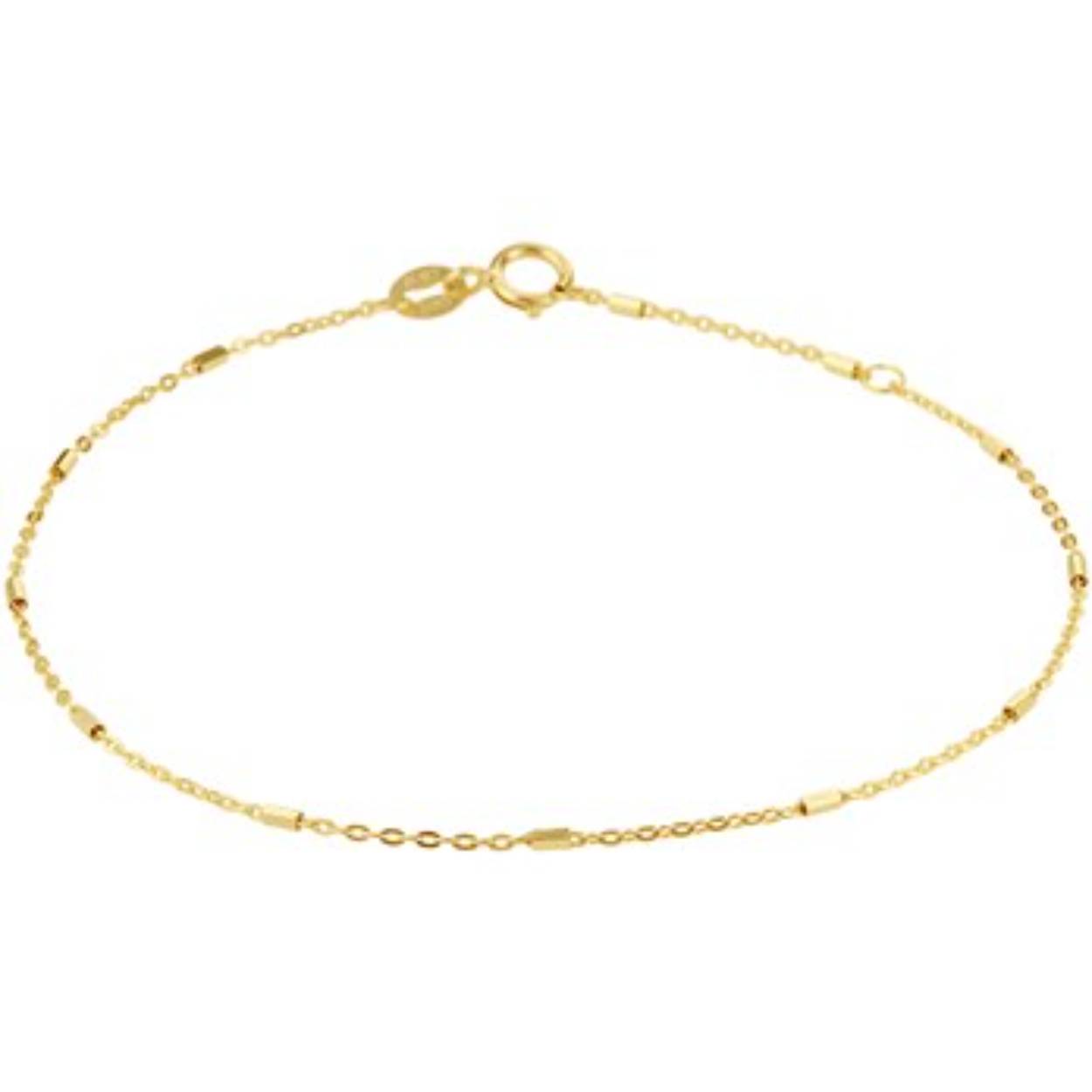 14 karaat geelgouden anker- staaf schakel enkelbandje. 24-26 CM