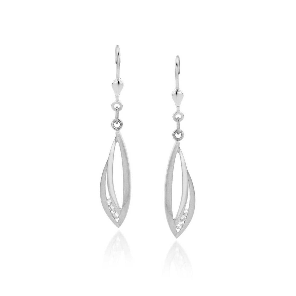 zilveren oorhangers, fantasie mat/poly+zirconias