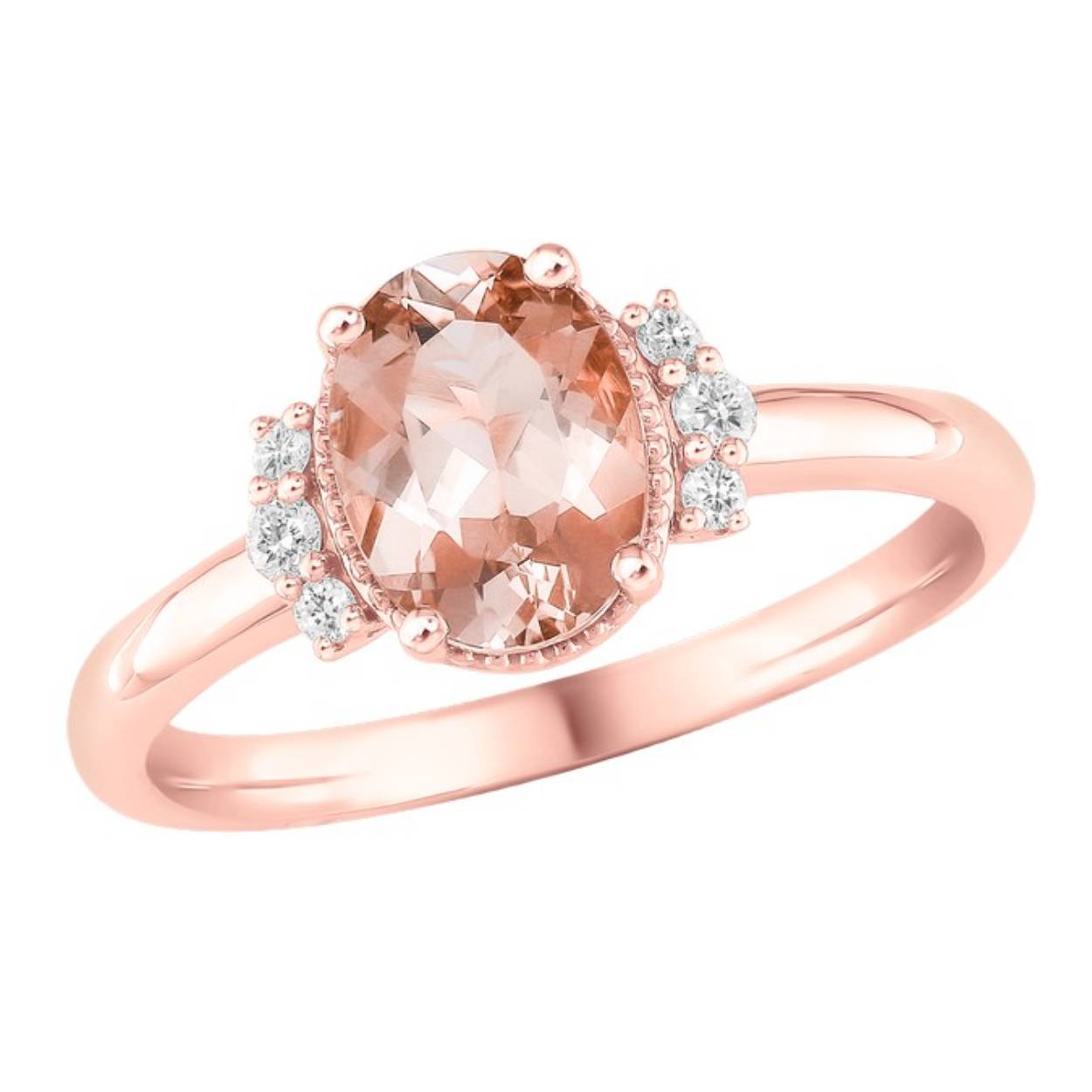 Ring in rose goud 18kt met diamanten en morganite