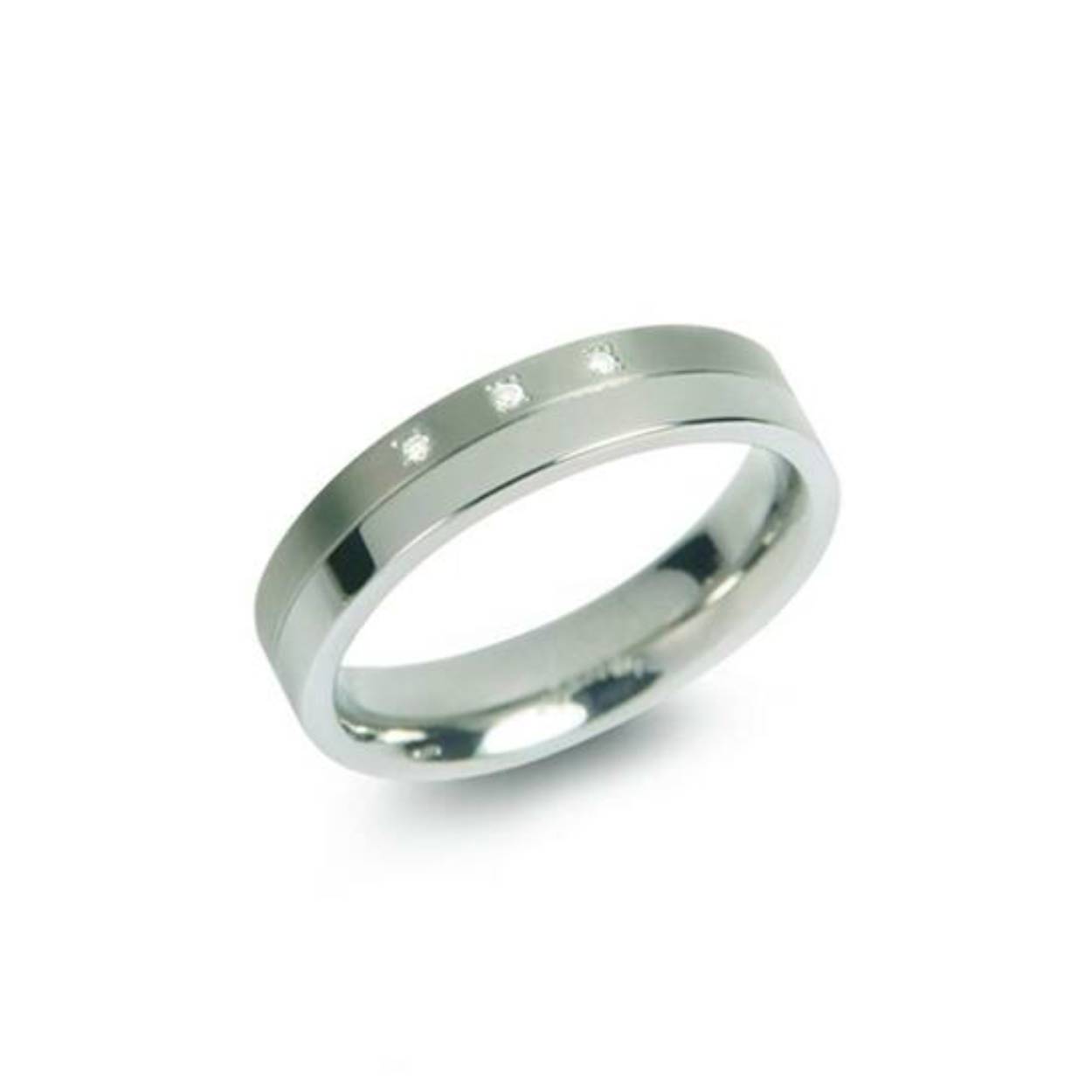 Boccia titanium ring mat/glans 3x diamant -0.015 crt