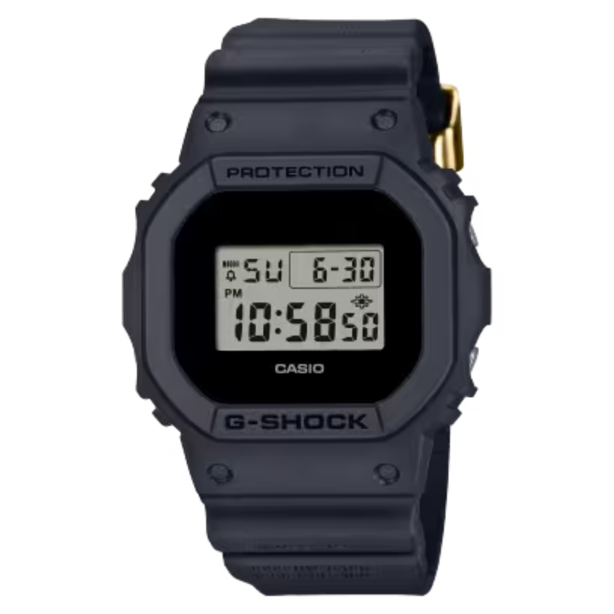 Vier het 40-jarig jubileum dat de mijlpalen van G-SHOCK markeert met een selectie van kenmerkende revivals in solide, beproefd en volledig zwart. Ter ere van de evolutie van het merk herinneren deze speciale ontwerpen je aan de iconische modellen uit het verleden, met hun namen die diep in de band zijn gedrukt voor een ingesneden effect met textuur. Op de DWE-5657, DW-6640 en GA-2140 is een van de knoppen op de zijkant gegraveerd met een ster als knipoog naar het 40-jarig jubileum, net als de GA-114 met een ster op het horlogeglas. De band en de rand van elk model in de serie is gemaakt met hars van biologische oorsprong. Het logo van het 40-jarig jubileum, ontworpen door Eric Haze, is gegraveerd op de achterkant van de behuizing en verschijnt ook in silhouet als de lichtknop op de DWE-5657 en DW-6640 wordt ingedrukt. Met vier sterren voor 40 jaar gegraveerd op de bandlus en andere speciale details, zijn deze limited edition-uurwerken erfgenamen van de G-SHOCK-geschiedenis. De DWE-5657 wordt geleverd met een verwisselbare DW-5700-rand— Krijg twee iconische G-SHOCK-ontwerpen met één horloge!