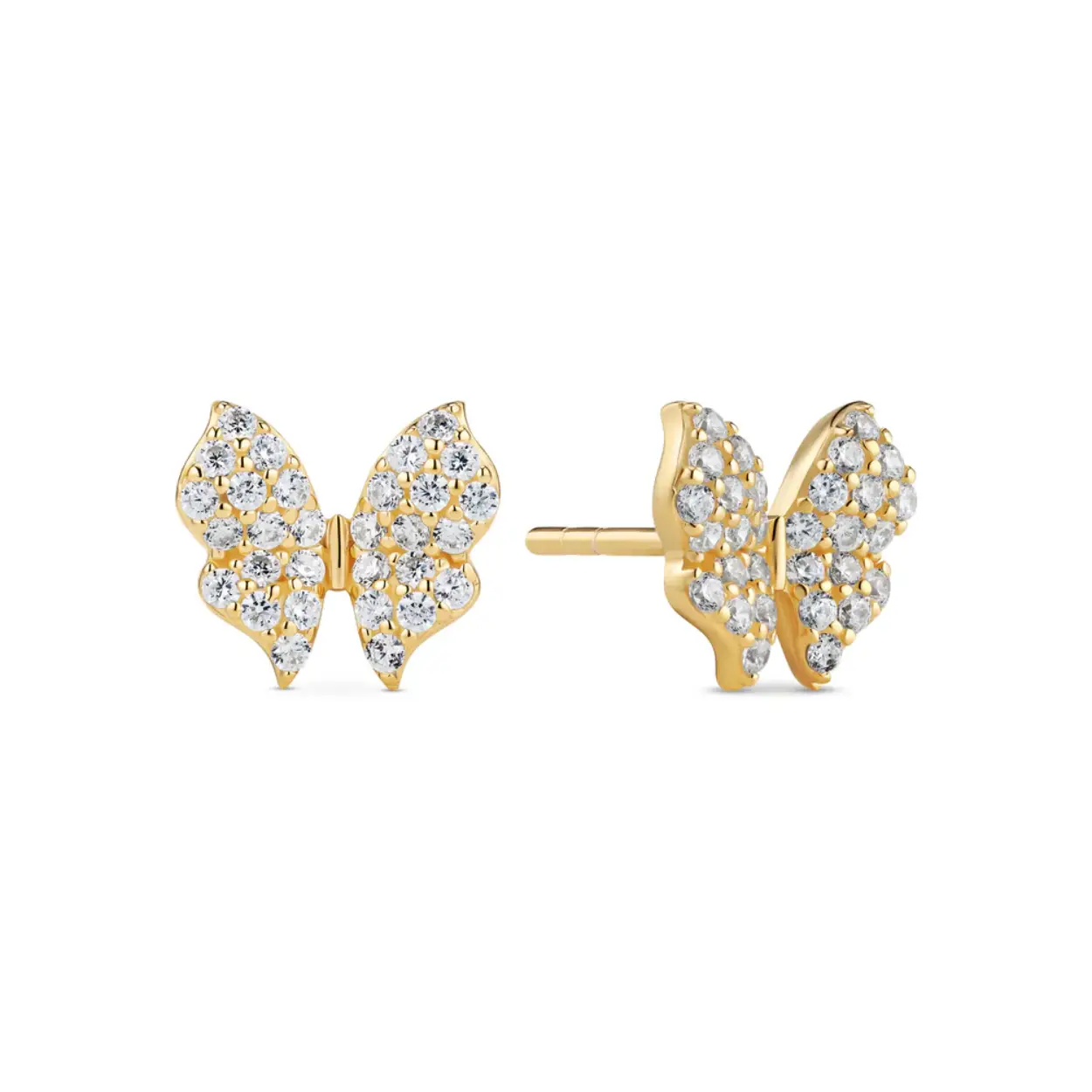EARRINGS FARFALLA 18K GOLD PLATED, WITH WHITE ZIRCONIA.