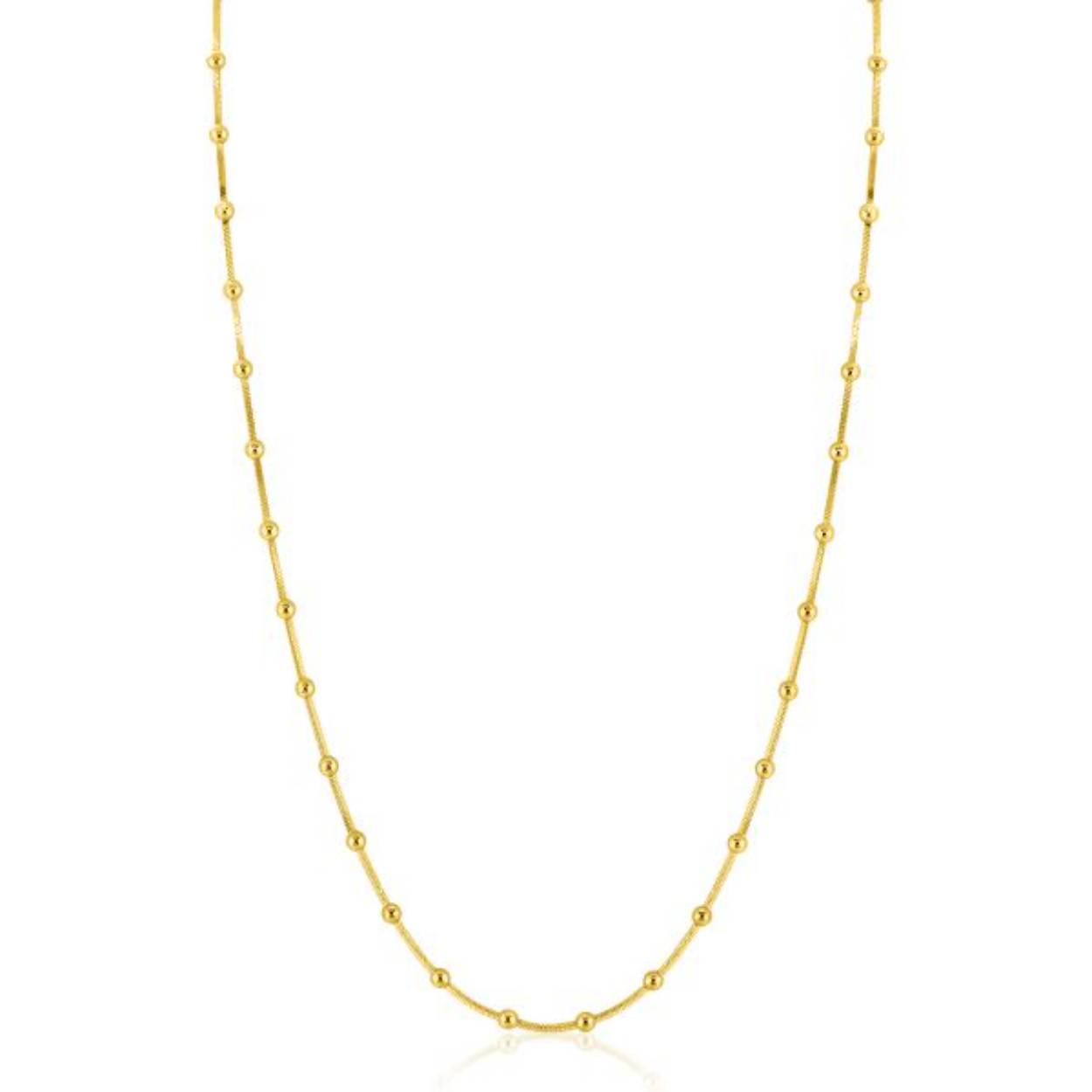 ZINZI gold plated zilveren slangen-ketting met vierkant geslepen schakels en 40 verfijnde glanzende bolletjes (2,5mm breed) 43-45cm ZIC2471G