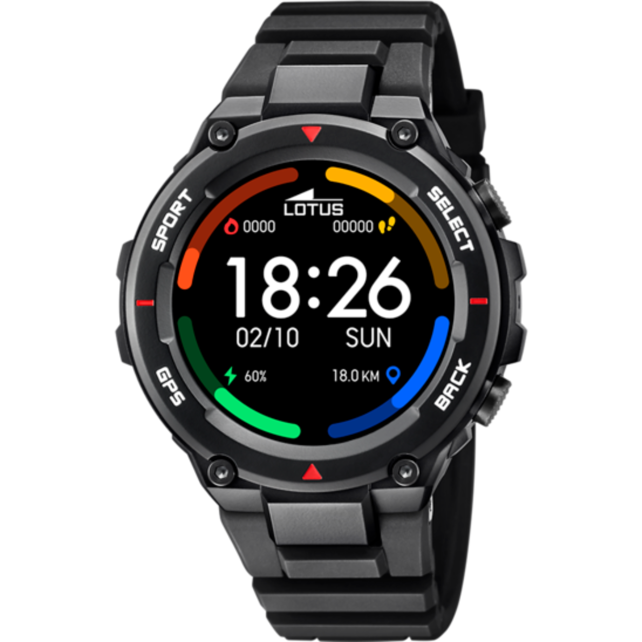Lotus Smartime 50024/4 smartwatch. Met kunststof koffer voorzien van rubberen band en 1,28' TFT IPS touchscreen, GPS antenne en Bluetooth 5.0 aansluiting.



Geheugen: Flash 1 MB, RAM 256 KB, ROM 128 MB. Sensoren: stappenteller, barometer en G-sensor.
