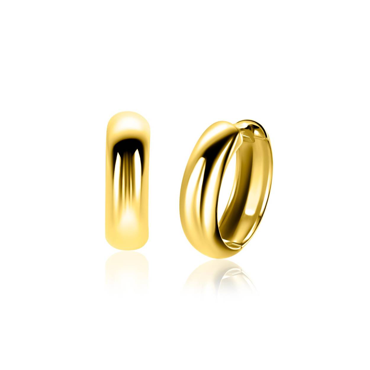 ZINZI goldplated zilveren gladde oorringen met brede ronde buis 5mm met luxe klapsluiting ZIO2793G 17MM