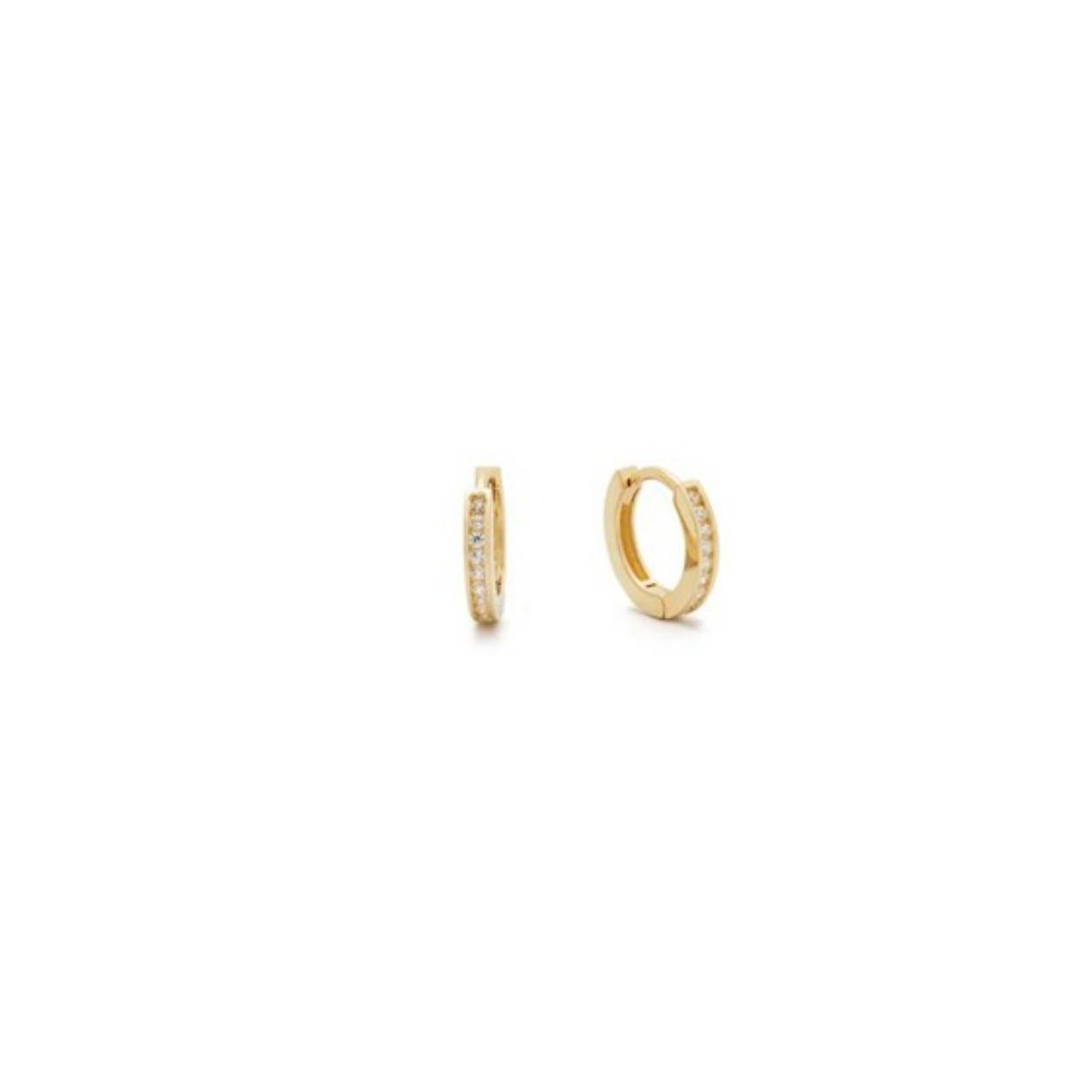 Huiscollectie 14krt gouden oorringen met scharnier sluiting,  8mm met zirkonia
