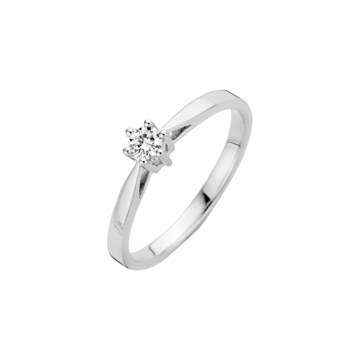 witgouden ring, Classico+0.15ct briljant mt55
