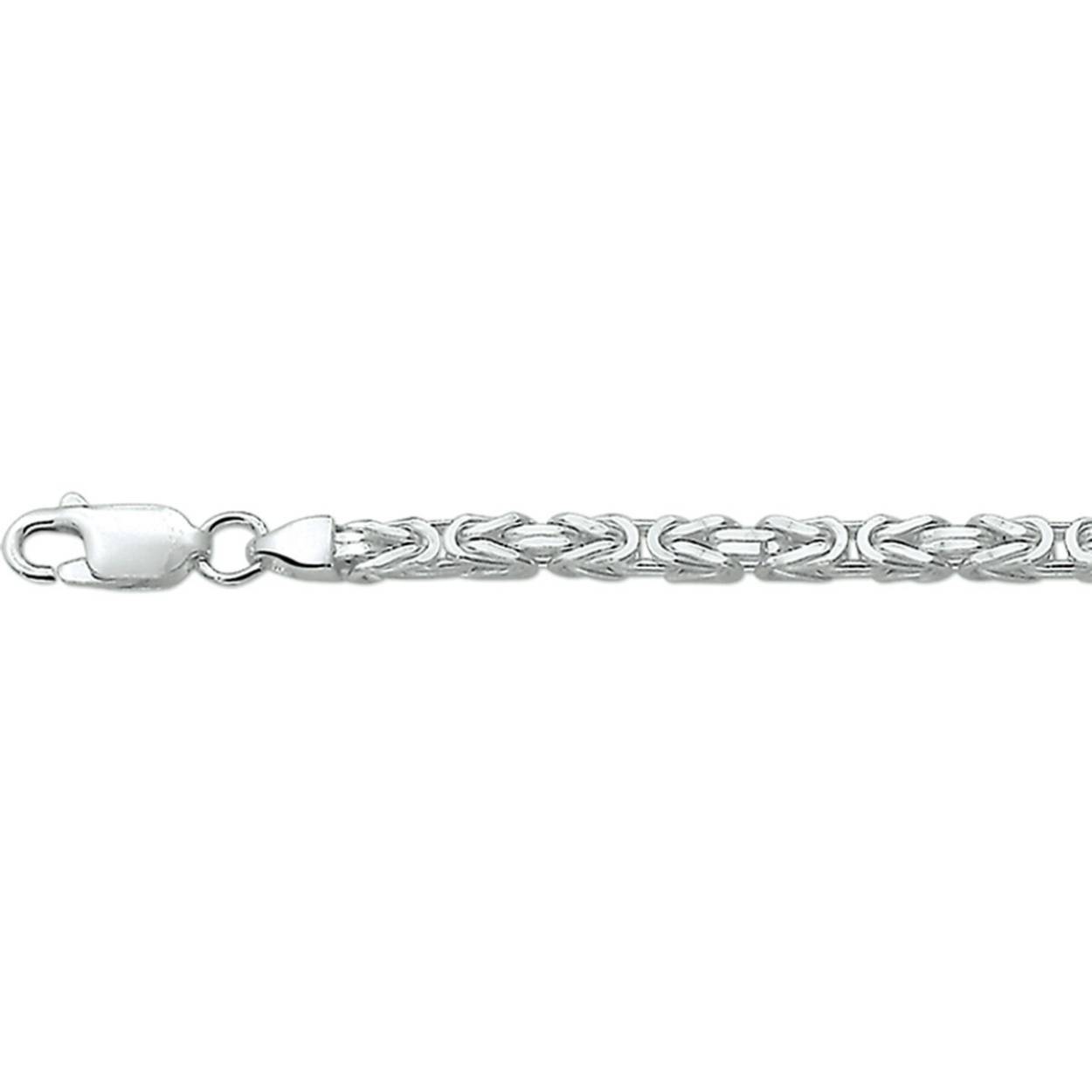 Zilveren lengte artikel met konings schakel. De schakelbreedte is 3.0mm.