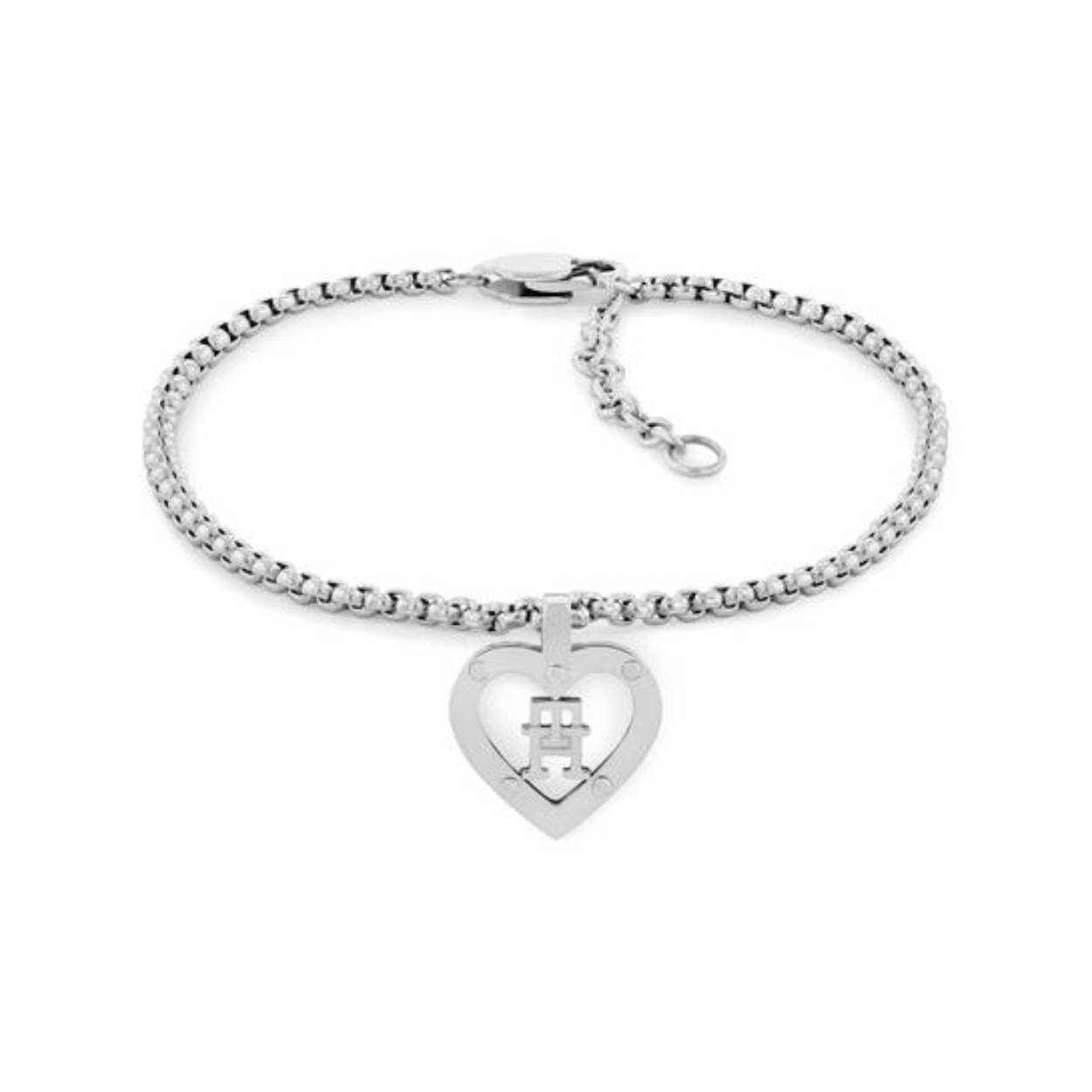 Tommy Hilfiger Jewels TJ2780920 Armband Dames Staal 19cm
Deze armband van Tommy Hilfiger uit de jewelry serie MONOGRAM HEARTS met nr: TJ2780920 is een opvallend model. De zilverkleurige stalen dames armband heeft een venetiaanse schakel met een harthanger. In het midden van het opengewerkte hart zit het Tommy Hilfiger monogram. Door de exrta tussenogen is de armband op meerdere lengtes te dragen, zowel op 16, 17,5 en op 19cm. Ook leuk te combineren met andere sieraden van Tommy Hilfiger.

Het merk:
Tommy Hilfiger is wereldwijd één van de grootste designer lifestyle merken en is internationaal bekend om haar classic American cool stijl. De sieraden zijn voor dames en heren met een eigen stijl, die niet bang zijn om dit aan de wereld te laten zien.

Specificaties:
- Fijne zilverkleurige armband 
- Materiaal: Staal
- Totale lengte 19cm
- Dames sieraad