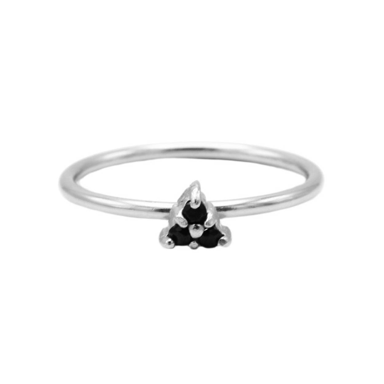 Ring Black Diamond Triple Dots Silver