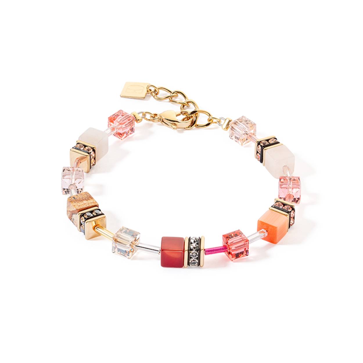 Coeur de Lion armband met karneool, jaspis en rosé aventurijn.