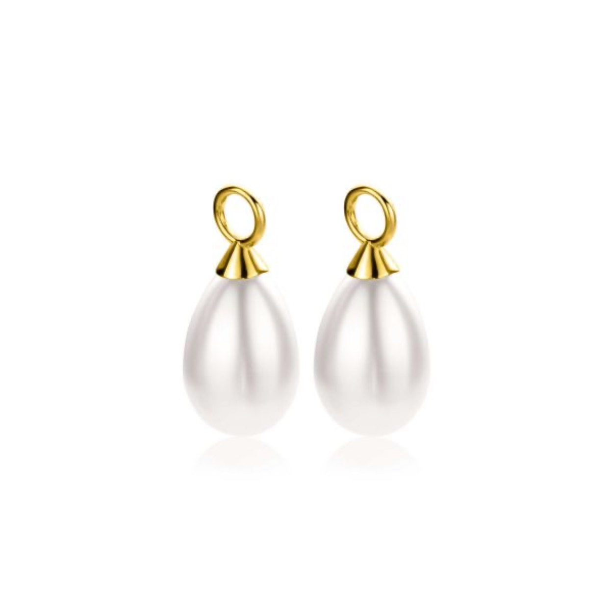 ZINZI gold plated zilveren oorbedels met witte peervormige parel. De parel is 15x10mm groot. De oorbedel is verkrijgbaar in verschillende leuke en opvallende kleuren. Hang ze sierlijk aan je zilveren Zinzi oorringen. De oorringen zijn niet bij de prijs inbegrepen. Vervaardigd van eerste gehalte zilver (925) en met extra 14K geel vergulding.