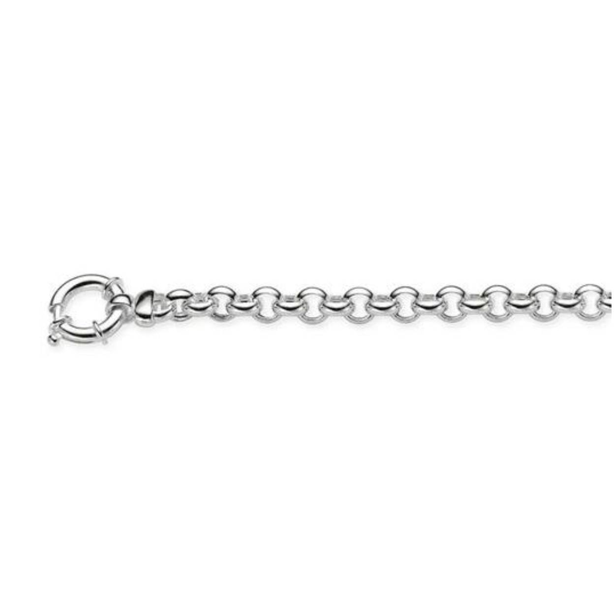 Zilveren armband, in jasseron schakel, met een mooie grote veerring