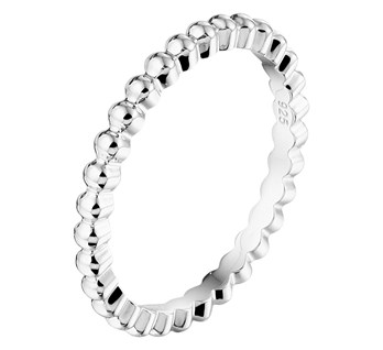 Zilveren aanschuifring met bolletjes. Tip: combineer de ring met andere aanschuifringen. Breedte: 1,9mm. 