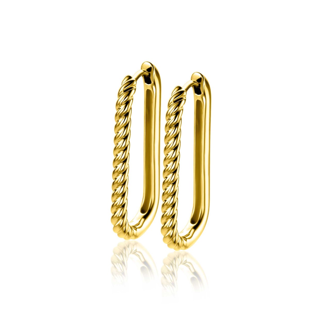 ZINZI gold plated zilveren oorringen (24x2mm) in ovale vorm met een gedraaide buis (zoals een wokkel). Met luxe en gemakkelijke klapsluiting. Vervaardigd van eerste gehalte zilver (925) en extra geel verguld.