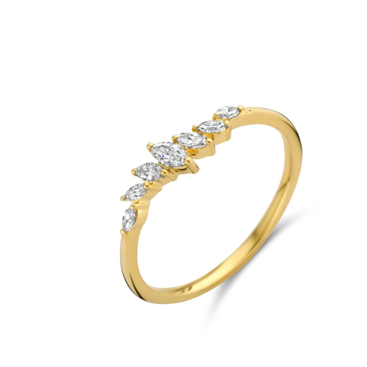 Naiomy geel gouden ring 18KT met 7 diamanten