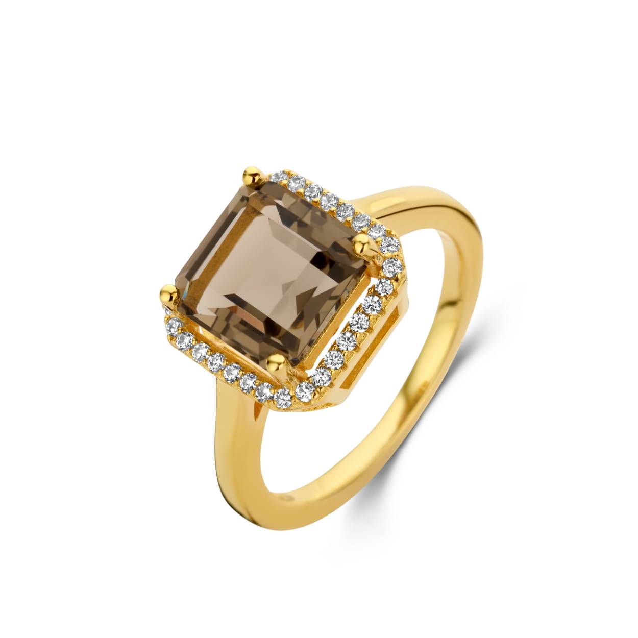 Ring Zilver verguld met mooie zirkonia