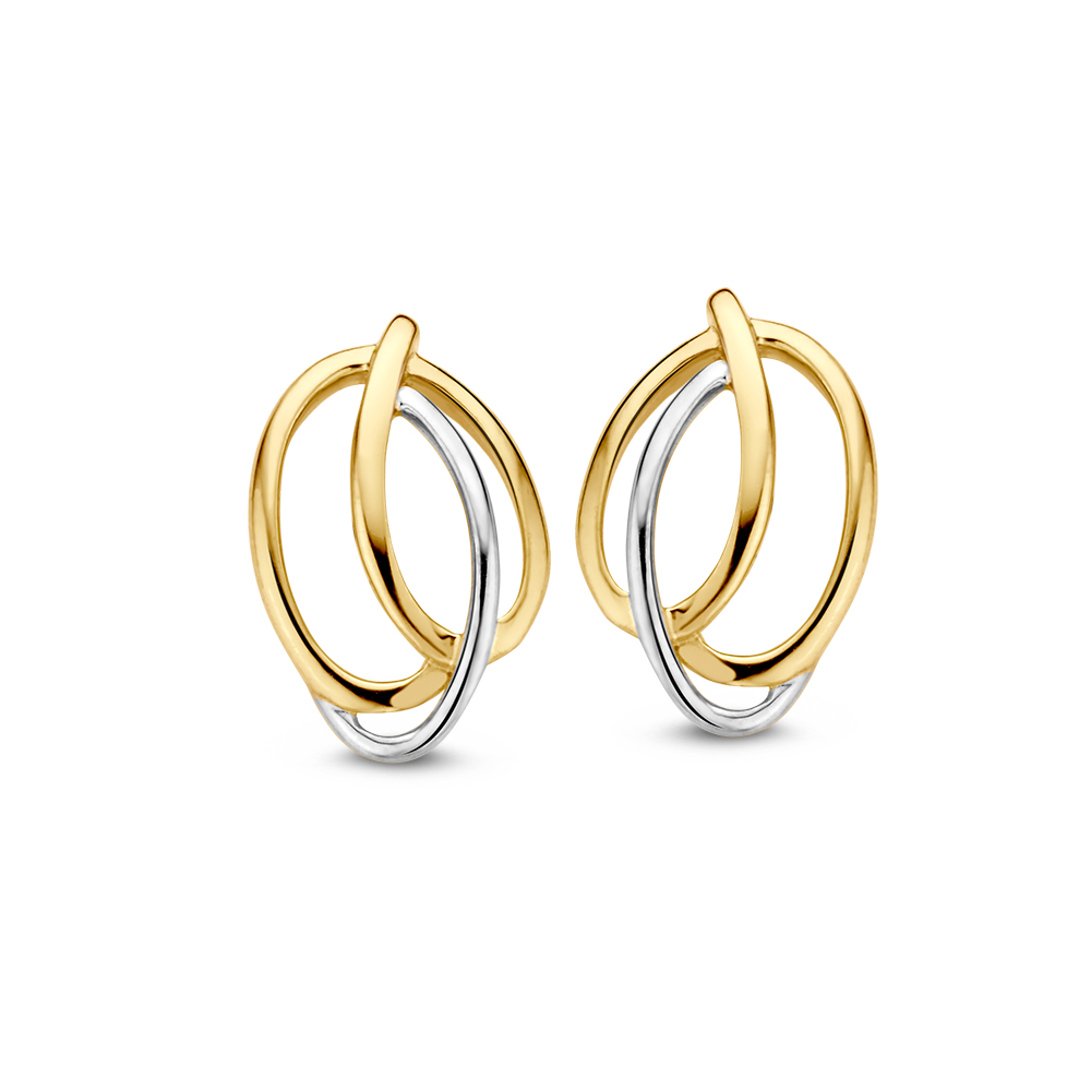 Gouden Excellent oorknoppen bicolor