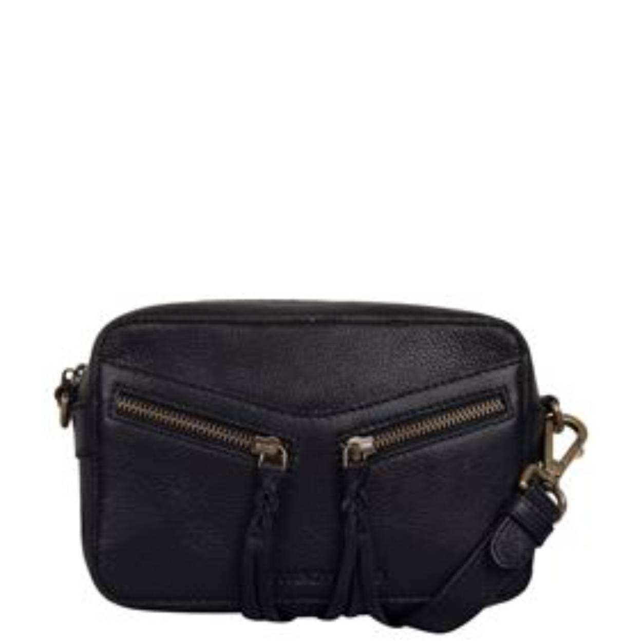 Deze handtas is gemaakt van hoogwaardig leer en heeft goudkleurige hardware wat de handtas extra leuk maakt. Je kunt al jouw essentials met gemak opbergen in het hoofdvak met ritssluiting. Binnenin vind je 1 open vak en 1 ritsvak voor extra opbergruimte. Ook vind je vakjes voor je pasjes. Aan de buitenkant heeft de handtas 2 handige voorvakken met ritssluiting. Combineer deze trendy handtas met jouw favoriete outfits voor een unieke look!