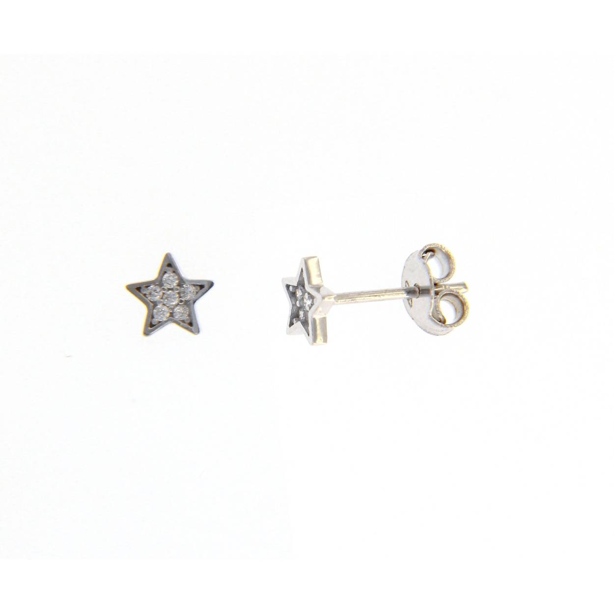 oorbellen in 18kt wit goud met zirconium steentjes