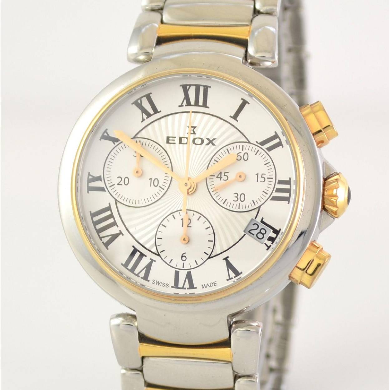 Edox 12220 La Passion chronograaf bicolor dameshorloge met bicolor band