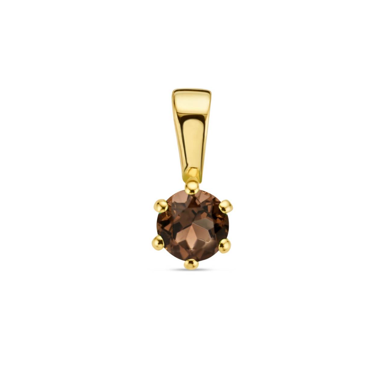 14k Geelgouden hanger uitgevoerd met een rookkwarts.