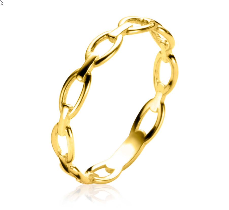 Zinzi Gold 14 karaat gouden ring met ovale schakels van 3mm breed. Mooi om te combineren met andere Zinzi Gold ringen. Vervaardigd van geheel 14 karaat goud ,maat 58