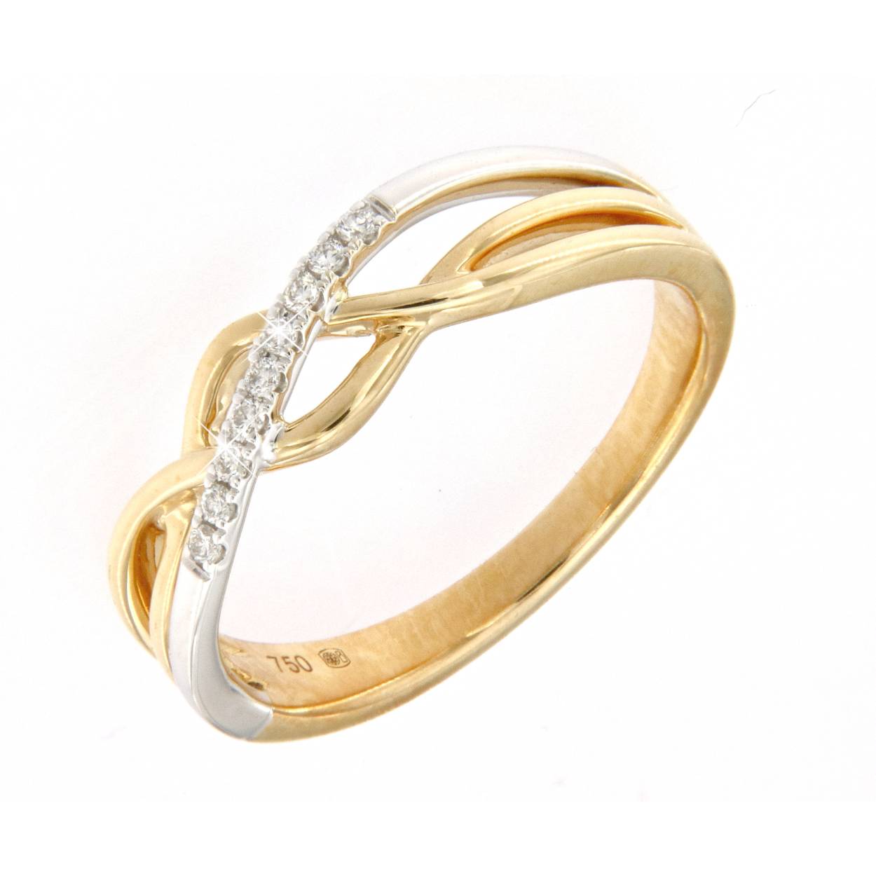 bicolor ring 18kt goud met diamant 0.05ct (briljant geslepen)