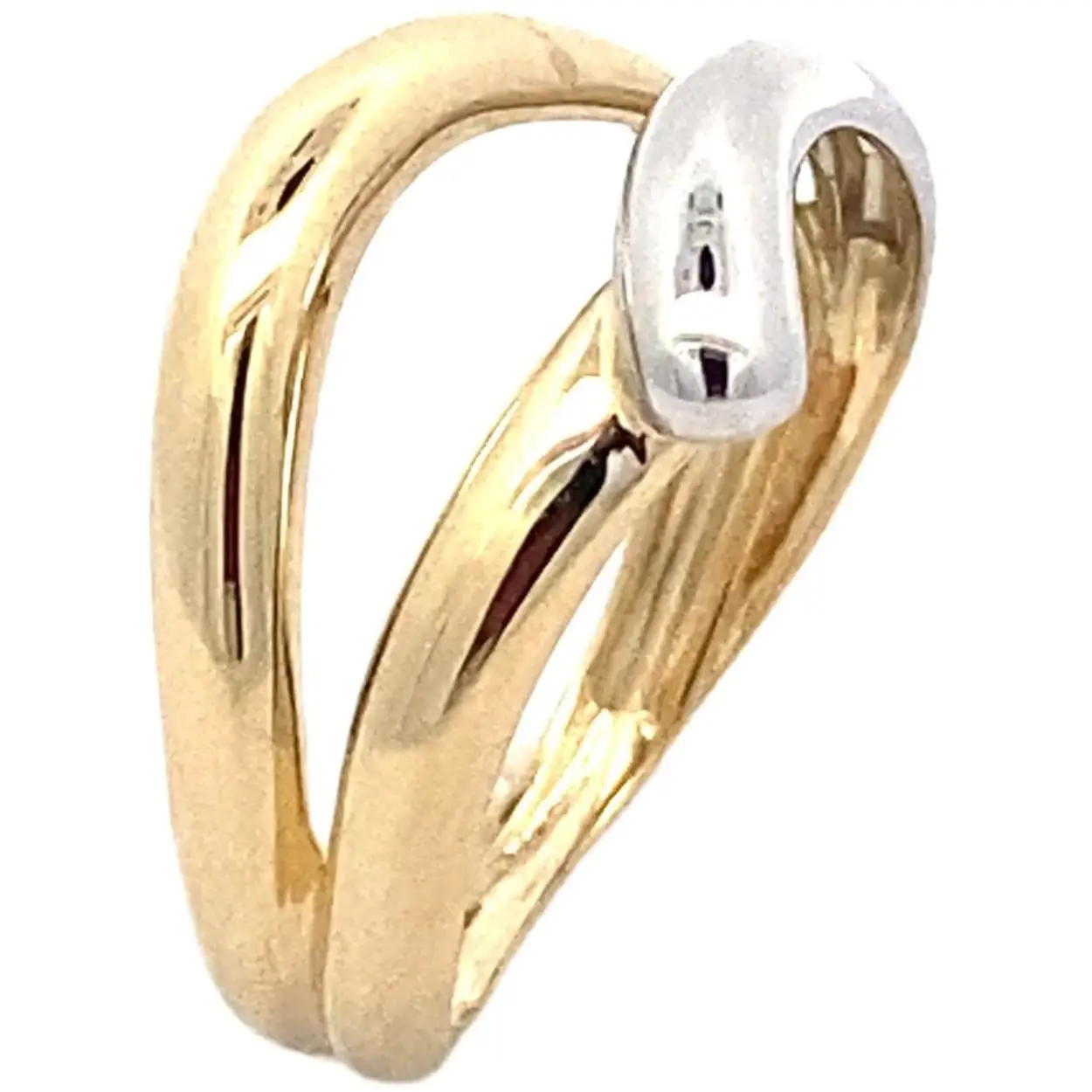 Monzario 14krt gouden ring bicolor. De ring is glanzend afgewerkt. 