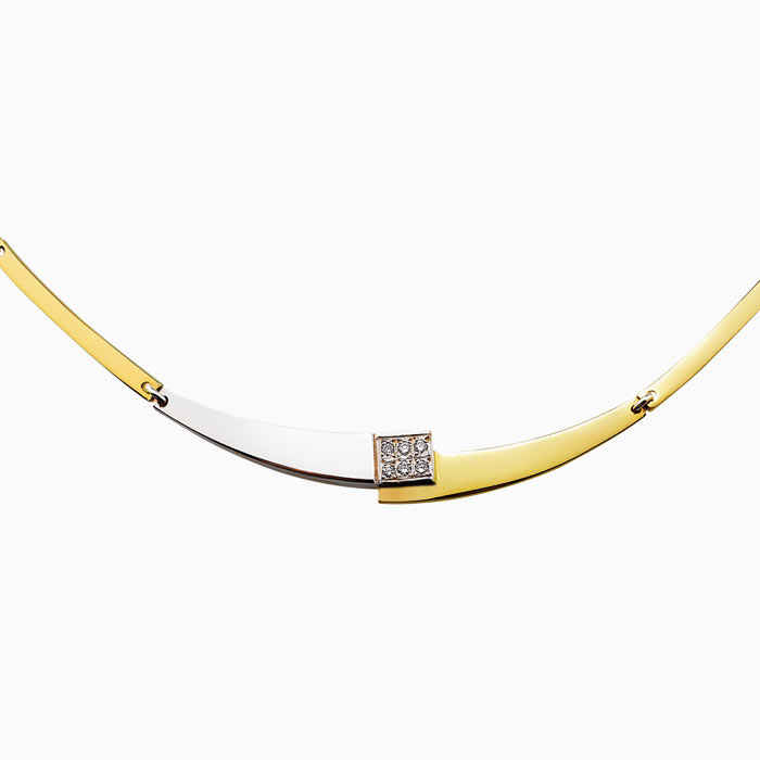 Eclat 14krt geel/witgouden collier met diamant
